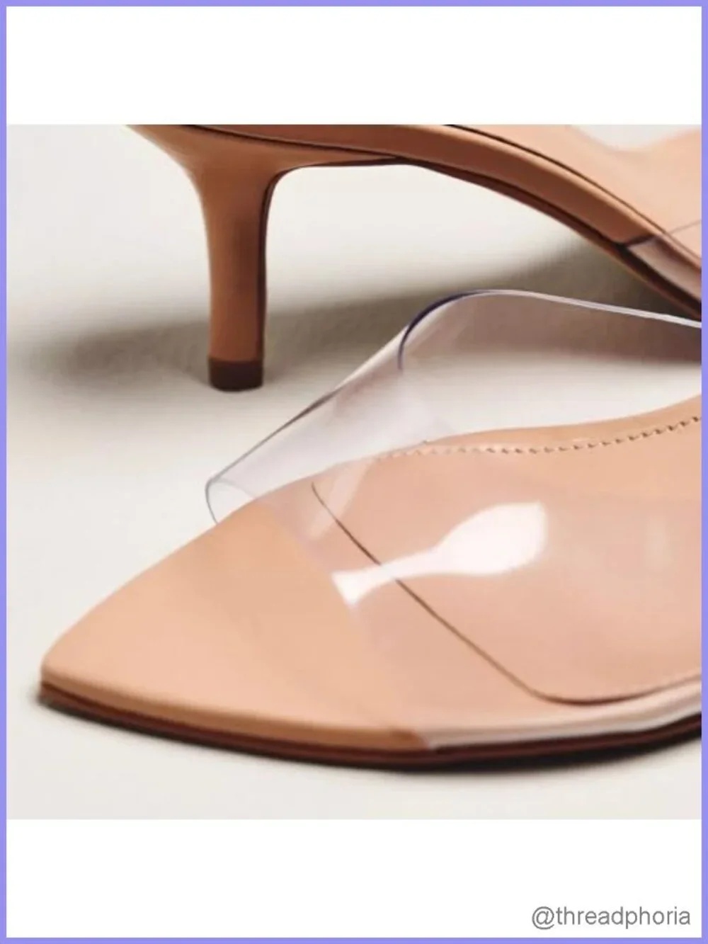 Clear Kitten Heels for Women Pointed Toe Mule Sandals 2 Inch Low Heel Slip On
